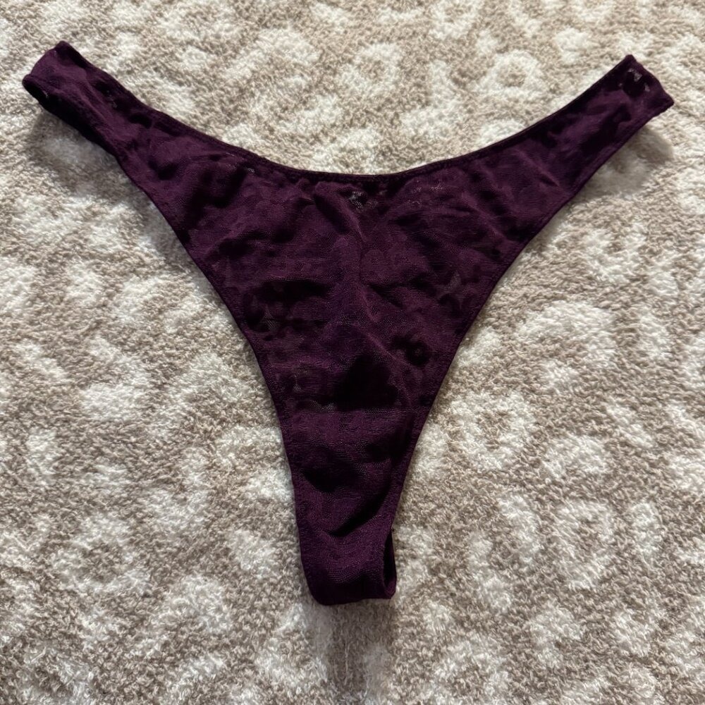 FENTY Lace Thong. Deep Plum. Size L/XL (No Tag)
